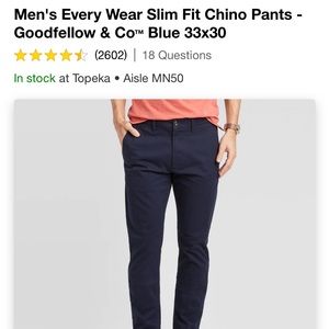 Navy Slim Chino - Goodfellow & Co